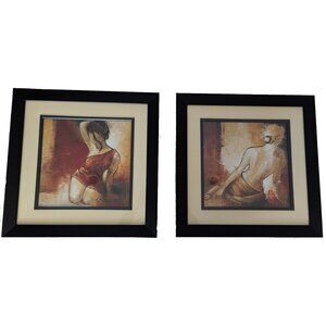 Lanie Loreth Seated Woman Set 18.5" Square Black Frame with Cream Mat Art Prints